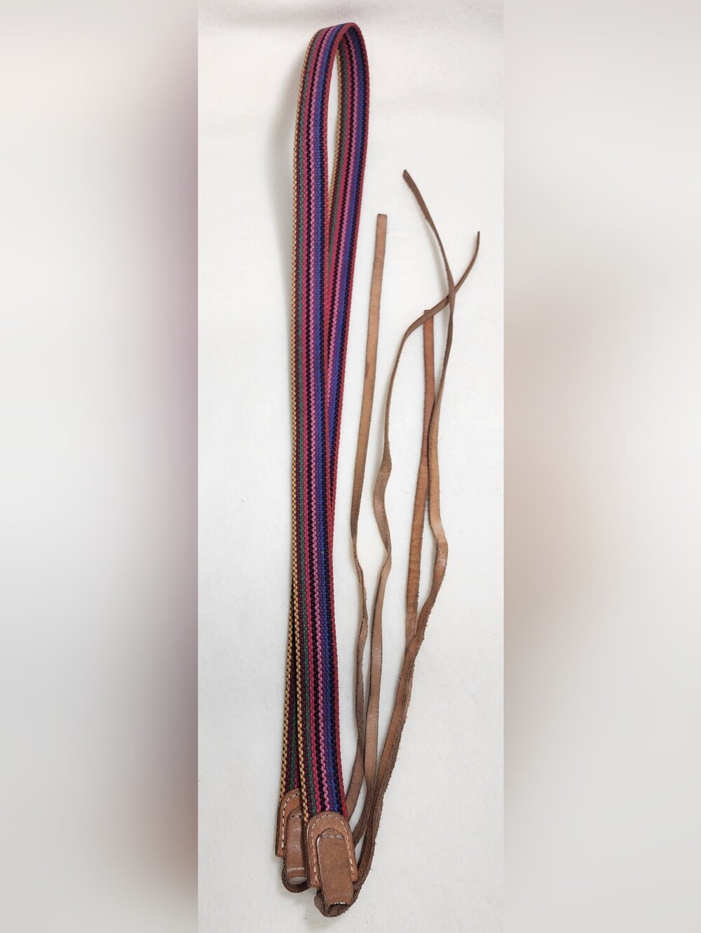 Consuela Multicolor Stripe & Tan Leather Wrap Bracelet - Women Accessories